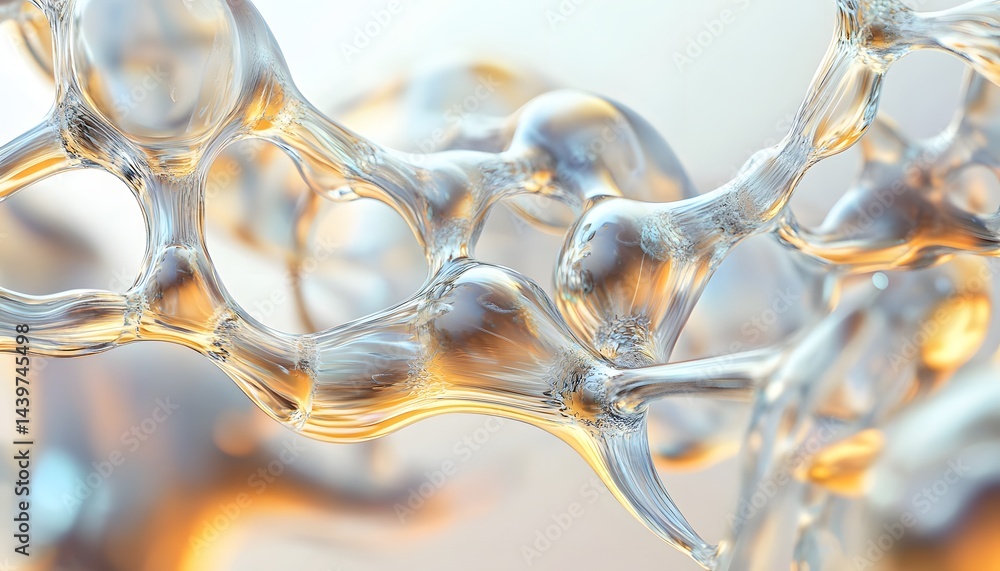 Fototapete abstract rendering of a translucent interconnected organic structure with liquid