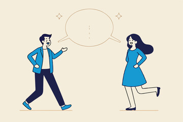 Business communication skills, explain idea, speak, tell and listen to coworkers, work discussion or success send and receive information concept, business people connect speech bubble jigsaw puzzle.