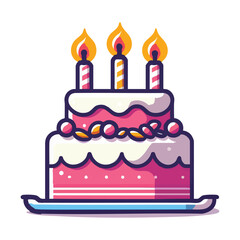 Delicious Birthday Cake with Candles Vector Celebration Illustration