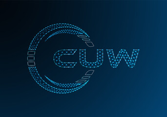 CUW low poly letter logo vector design. CUW lower poly logo design.
