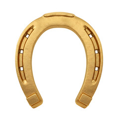 Isolated golden horseshoe symbolizing luck, tradition, and equestrian sport