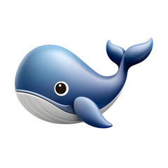 A cheerful, cartoon-style blue whale swimming gracefully in the ocean. Perfect for educational materials, children's content, or marine life illustrations.