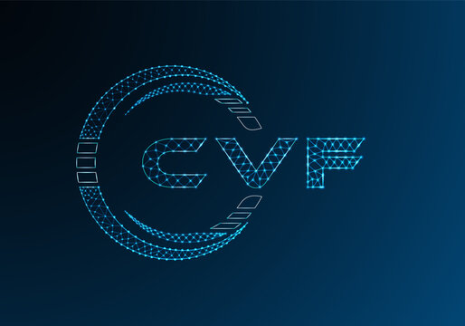 CVF low poly letter logo vector design. CVF lower poly logo design.