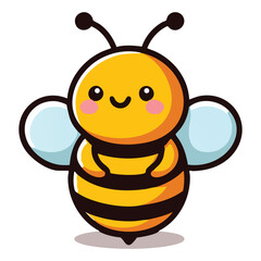 Cute Happy Honey Bee Cartoon Character Vector Illustration Art
