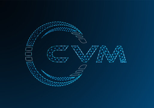 CVM low poly letter logo vector design. CVM lower poly logo design.