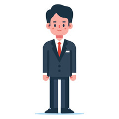 Business Man Cartoon Illustration in a Formal Suit Attire