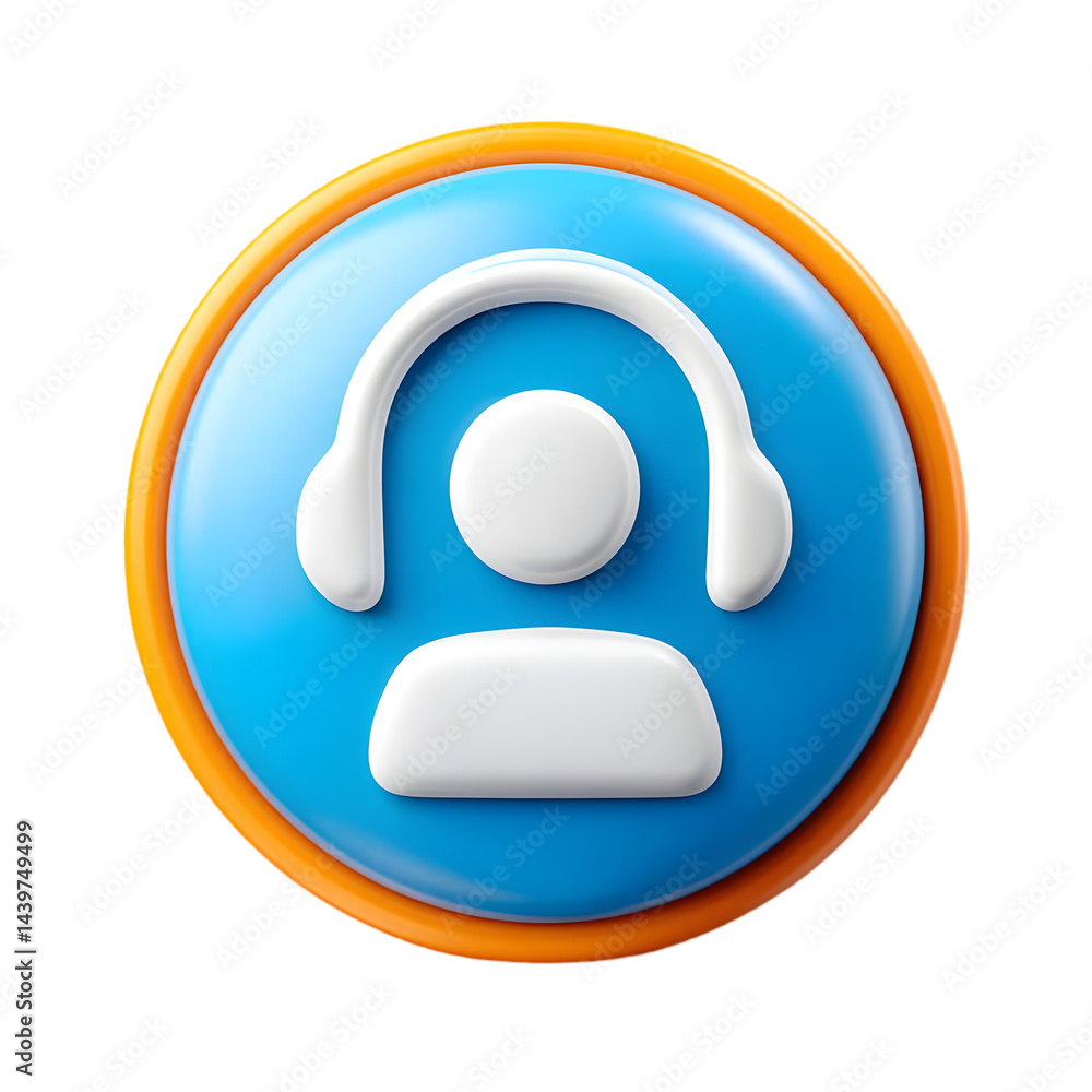 Poster a colorful and modern icon depicting a user with headphones, symbolizing customer support and commun