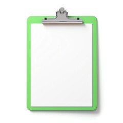 Blank Green Clipboard with Paper Ready for Notes or To-Do Lists. Perfect for Organization and Planning