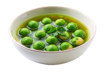 Caldo de bolas de verde  isolated on white background