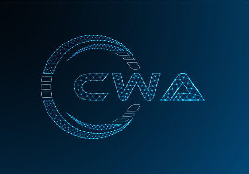 CWA low poly letter logo vector design. CWA lower poly logo design.