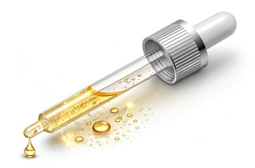 Cosmetic pipette with Cosmetic Essence oil, with Clipping Path 3d rendering. isolated on white background.