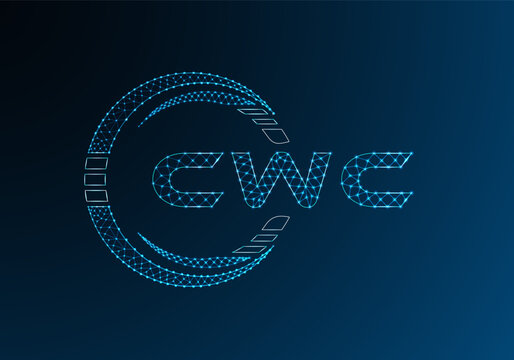 CWC low poly letter logo vector design. CWC lower poly logo design.