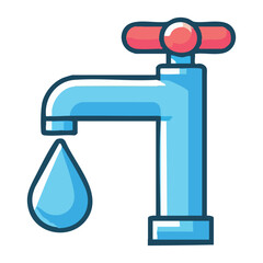 Water Faucet Dripping Illustration Vector for Plumbing and Conservation