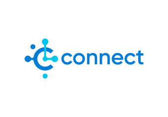 molecule connection technology logo vector design concept	
