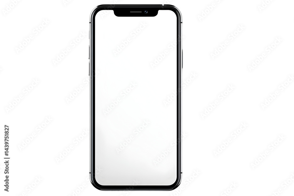 Poster a modern smartphone with a sleek design and a blank screen, ideal for showcasing app interfaces or m