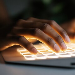 Fingers typing keyboard keys