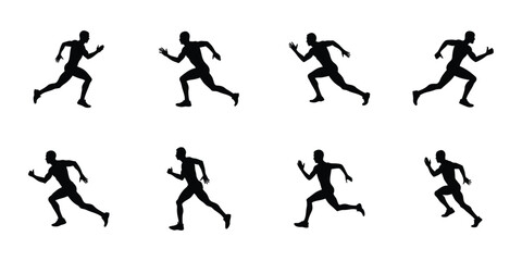 Energetic Running Silhouettes - Athletic Action Poses