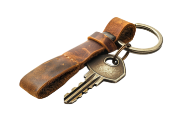 Customizable Leather Keychain Isolated On White Background