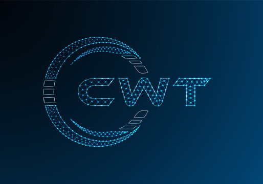 CWT low poly letter logo vector design. CWT lower poly logo design.
