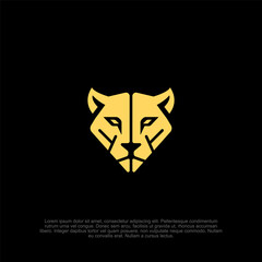 Geometric Cheetah Head: A Bold and Stylish Animal Graphic for Modern Design Projects, Representing Speed, Agility, and Precision in a Minimalist Design with a Golden Silhouette