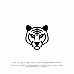 Minimalist Black and White Tiger Face Vector Illustration Emphasizing Symmetry and Modern Design for Wild Animal Enthusiasts and Graphic Design Applications