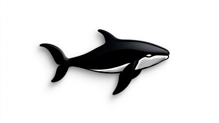 Fototapeta premium Minimalist line art of a whale diving into the ocean on an absolutely white background.
