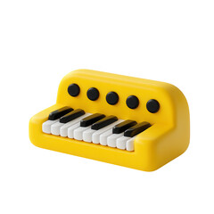 Naklejka premium Vibrant Yellow Toy Piano Illustration on transparent background, Musical Instrument