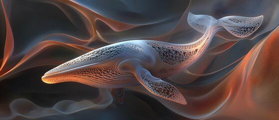 Abstract Whale in Flowing Fabric