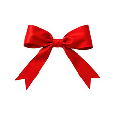 Fototapeta premium A vibrant red satin bow with a smooth texture and elegant folds, perfect for gift wrapping or decorative purposes.