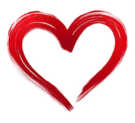 A vibrant, hand-painted red heart, symbolizing love, passion, and affection. Perfect for conveying warmth and emotional connections in art.