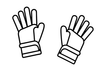 Obraz premium Set of colorful gloves on a white background, minimal design and outline of hand protection gloves, perfect for work safety and cleaning tasks, line art icon set