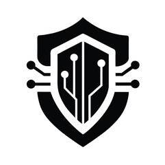   a sleek modern shield logo in dark blue