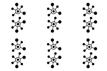 Abstract molecular pattern with dots and fragments, perfect for scientific designs and modern backgrounds, clean and minimalistic, line art icon set