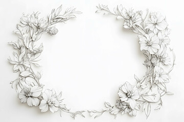 Fine Line Art Floral Border for Elegant Designs