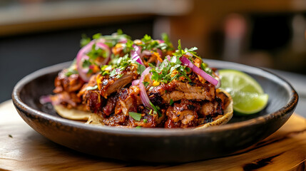 Delicious Spicy Tacos with Cilantro and Red Onion