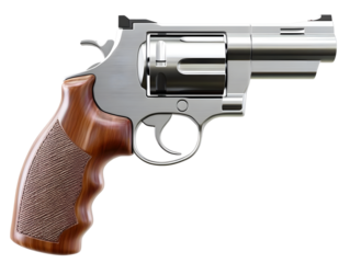 This image depicts a sleek revolver, highlighting the intricate design and craftsmanship involved in firearm production and its societal impact.