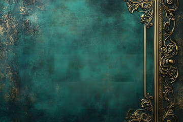 Luxurious Gold Frame against Vibrant Emerald Green Base