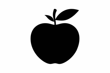 apple silhouette line art vector on white background