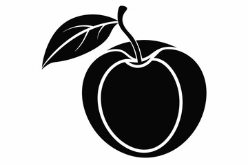 apricot silhouette line art vector on white background
