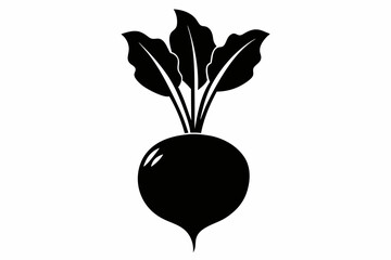 beetroot silhouette line art vector on white background