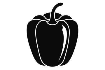 bell pepper silhouette line art vector on white background