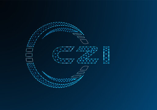 CZI low poly letter logo vector design. CZI lower poly logo design.