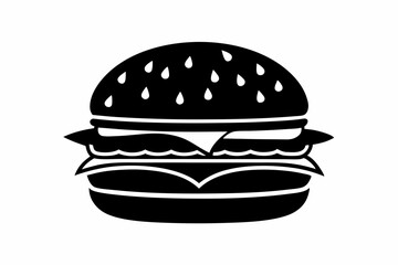 burger silhouette line art vector on white background
