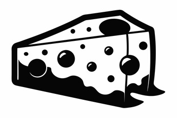 cheese silhouette line art vector on white background