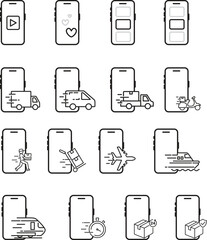 Mobile App Icons Representing Delivery and Service