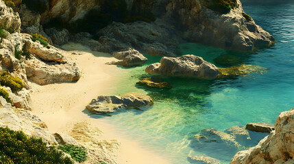 Fototapeta premium Secluded Beach Cove: A Tropical Paradise Getaway