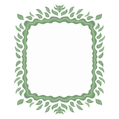 Hand-drawn green leaf frame vector. Organic greenery frame, Hand Drawn Vector on white background