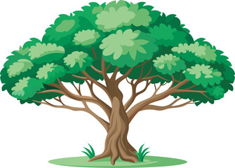 A detailed vector art illustration of a neatly pruned tree, showcasing clean lines, balanced branches, and vibrant, natural colors for design projects.