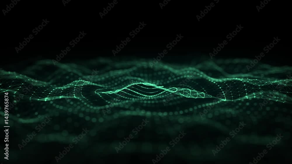 Aufkleber abstract technology circle green wave. flow of particles. big data transfer visualization. 3d render