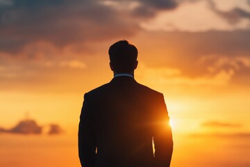 Man stares at sunset